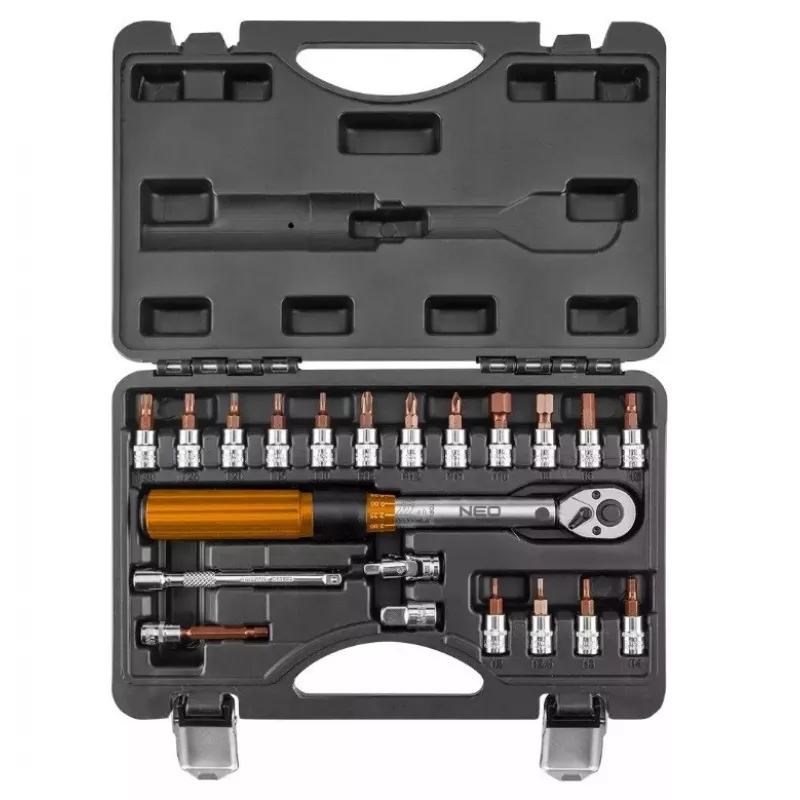 Neo Tools 1/4 bidirektionaler Drehmomentschlüssel, 5-25NM, Set aus 21 Stück