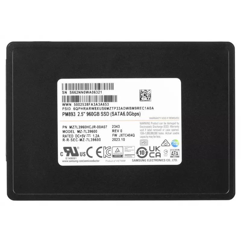 Samsung MZ7L3960HCJR-00A07 interne Solid-State-Drive 960 GB 2,5 Zoll Serial ATA III TLC