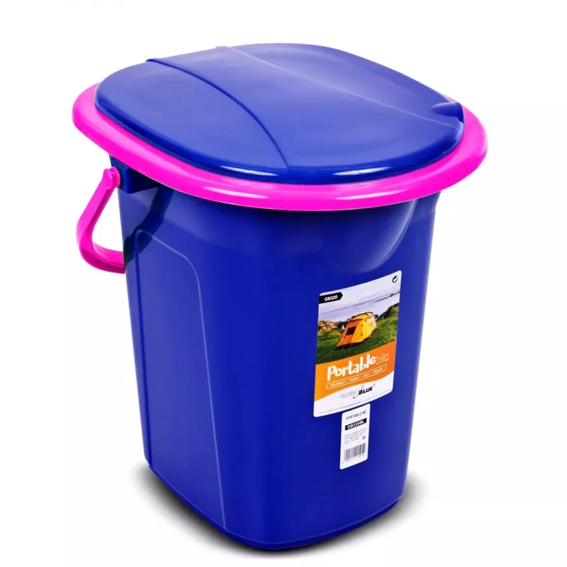 GreenBlue GB320BR 19L tragbarer Camping-Toiletteneimer Reise Festival mit Griff abnehmbarer Sitz - Marineblau & Pink