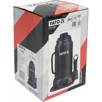 Mechanischer Wagenheber YATO YT-17007, 20.000 kg Kapazität, Hub 24,2–45,2 cm, Kolben 150 mm, Kopf Ø45 mm, Gewicht 10,5 kg