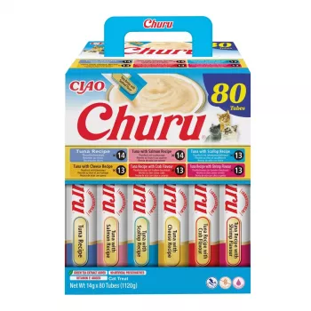 Nassfutter für Katzen INABA Churu 80P Thunfisch-Rezept — 80 Tuben x 14 g