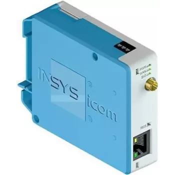 Mobilfunk-Router INSYS icom MIRO-L100 — Fast Ethernet 10/100 Mbps, externe Antenne, DC-Stromversorgung, Wandmontage