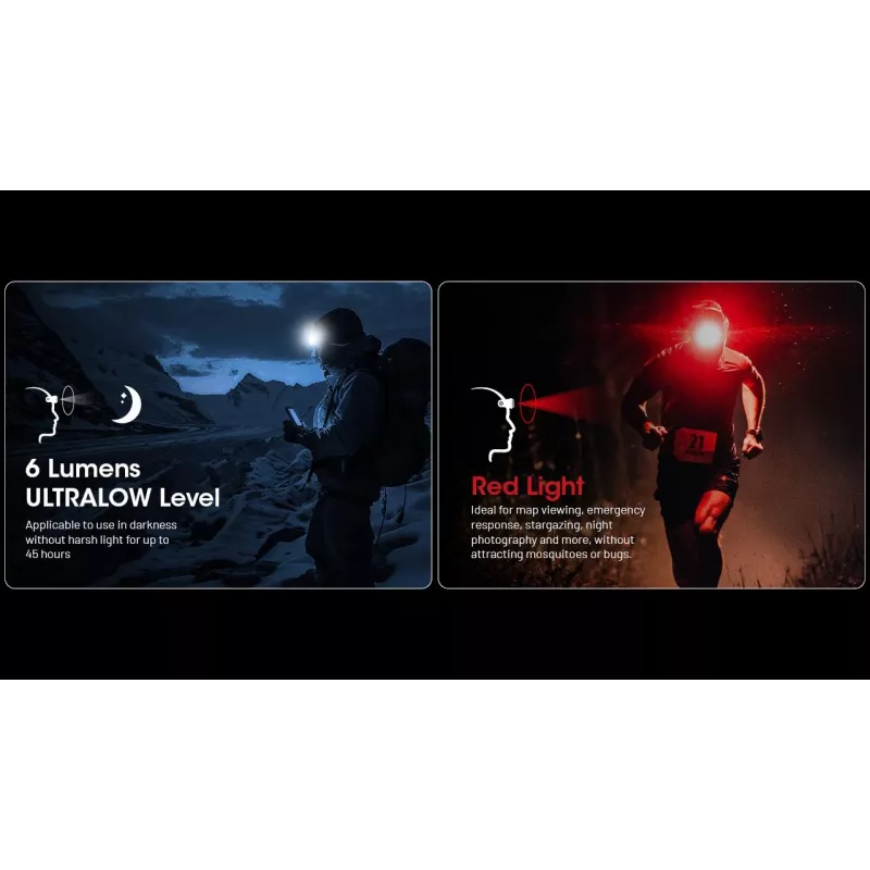 Stirnlampe Nitecore NU25 MCT — wiederaufladbare Stirnlampe, bis zu 400 Lumen, kompakte freihändige Beleuchtung