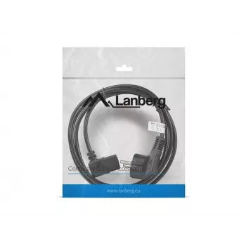 Netzkabel LANBERG CA-C13C-12CC-0018-BK, 2 m, C13-Kupplung auf CEE7/7, schwarz, abgewinkelter C13