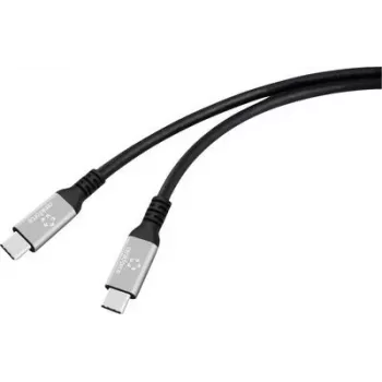Renkforce USB-C-Kabel USB4-Stecker Schwarz Aluminium-Stecker Silikon (RF-6820206)