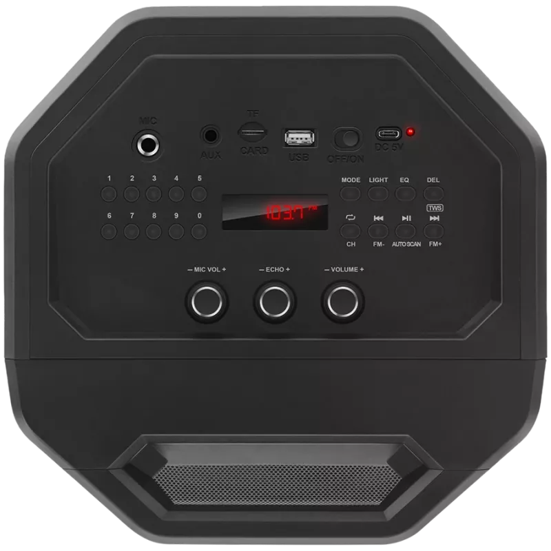 Lautsprecher SVEN PS-600, schwarz (50W, TWS, Bluetooth, FM, USB, microSD, LED-Display, 4000mAh)