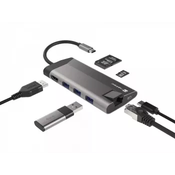 NATEC Fowler Plus USB Type-C Schwarz Grau MicroSD SD Hub