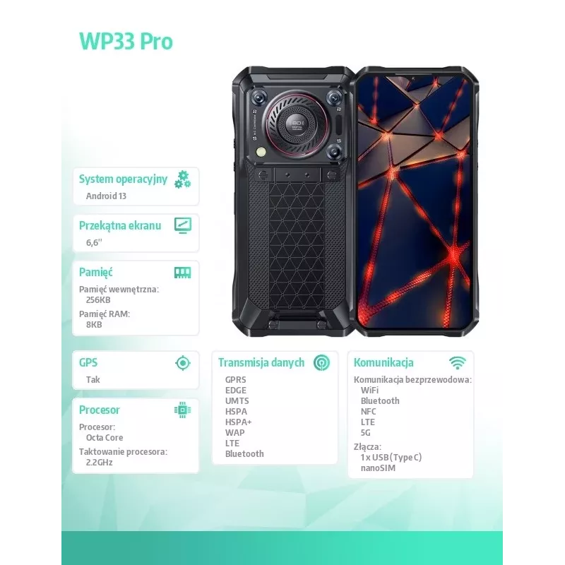 Smartphone Oukitel WP33 Pro 5G, 8GB RAM/256GB, DS, 22000 mAh, Grau