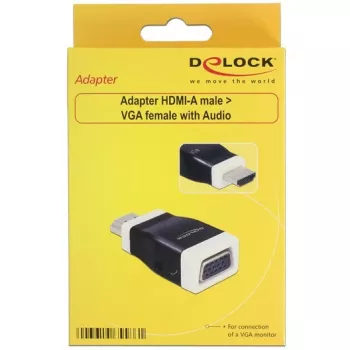 Kabeladapter DeLOCK 65586 HDMI-A auf VGA Schwarz Weiß