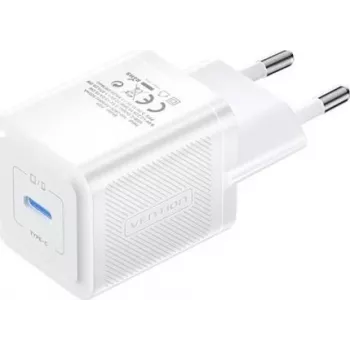 Vention mobiles Ladegerät FEPW0-EU – 20W USB-C Innenraum-AC-Ladegerät für Smartphone, Tablet, Smartwatch, Kopfhörer, weiß
