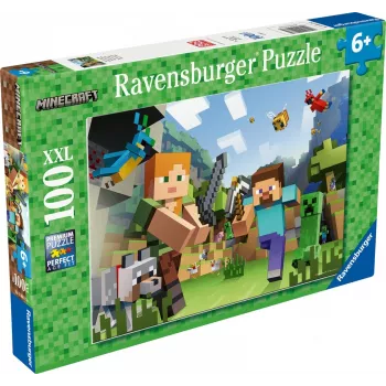 Puzzle XXL 100 Teile - Minecraft Ravensburger XXL 100-Teile-Puzzle mit Artwork aus Minecraft. Das Produkt ist für Kinder ab 6 Jahren bestimmt. Ravensburger ist der weltweit größte Puzzle-Hersteller und produziert seit über 120 Jahren Puzzles. Ravensburger Puzzles zeichnen sich durch eine spezielle, entspiegelte Oberfläche aus und werden aus patentierter, dicker Pappe mit einer…