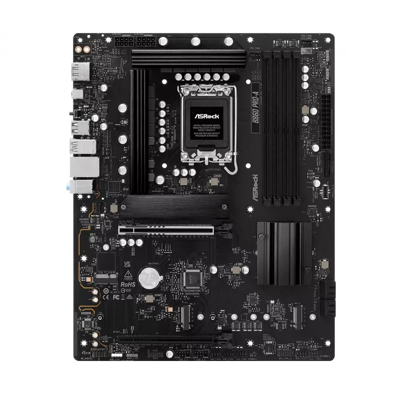 Mainboard ASRock B860 Pro-A — Intel B860 ATX, LGA 1851, DDR5, 4x DIMM, 256GB, 2.5Gb LAN, 1x M.2, 4x SATA III