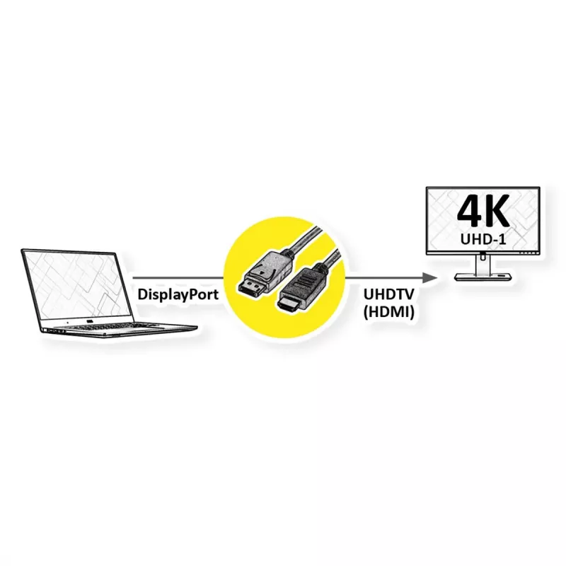 ROLINE 11.04.5997-10 DisplayPort-zu-HDMI-Kabel, 3 m, Schwarz