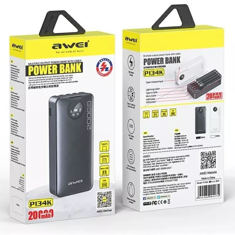 Tragbare Powerbank AWEI P134K 20000mAh