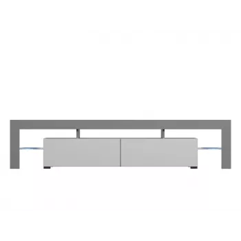 TV-Ständer Cama Meble TORO 200 — 2000×350×410 mm, graue Oberseite aus Spanplatte, grau/weiß glänzend