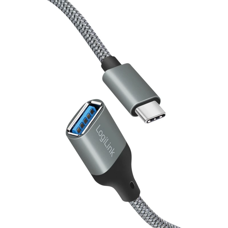 LogiLink USB 3.2 Gen1 Typ-C-Adapter C/M auf USB-A/F OTG Aluminium 0,15 m