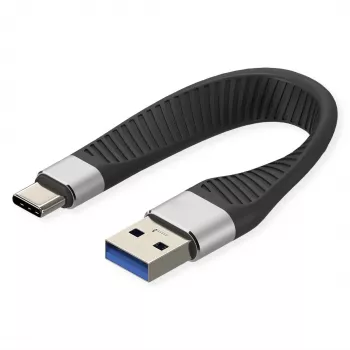 ROLINE USB 3.2 Gen 2 Silikonkabel C-A ST/ST 10Gbit/s Emark schwarz 11 cm 11 - Kabel - Digital/Daten