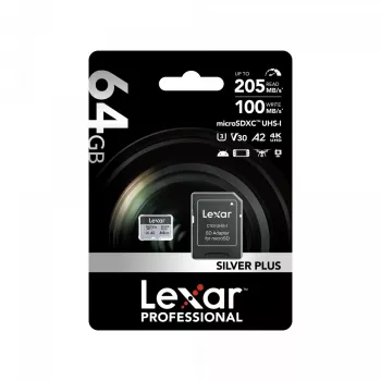 MicroSD-Karte Lexar 64 GB UHS-I Klasse 3 SILVER PLUS