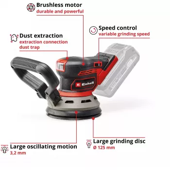 Bodenschleifmaschine EINHELL TP‑RS 18/32 Li BL Solo — 24.000 U/min, Schwarz/Rot, 1,11 kg