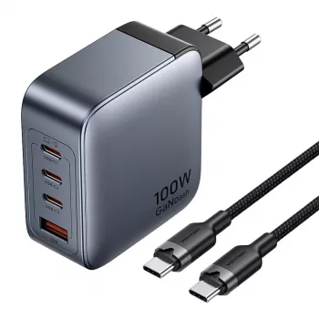 Vention Power Charger TZ-FETH0-EU 3× USB-C + 1× USB-A 100W, PD bis zu 30W pro C, Eingang 100–240V