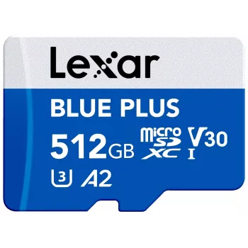 MicroSDXC-Speicherkarte Lexar BLUE PLUS 512 GB, UHS‑I, Lesen 170 MB/s, U3/V30