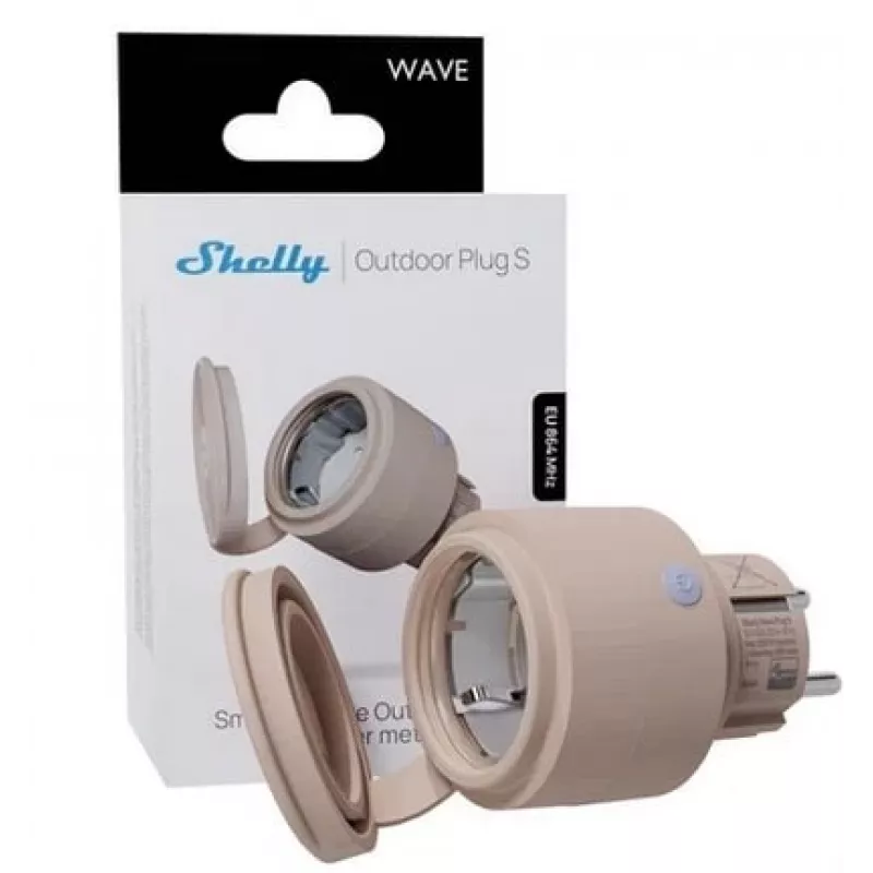 Intelligenter Außenstecker Shelly Wave WiFi-Steuerung IP44 – 230V, 12A, 2500W, SmartStart, OTA, LED