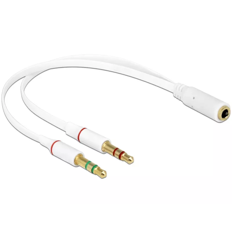 Audiokabel DeLOCK 65585 0,2 m 2 x 3,5 mm Stecker auf 3,5 mm Buchse Weiß