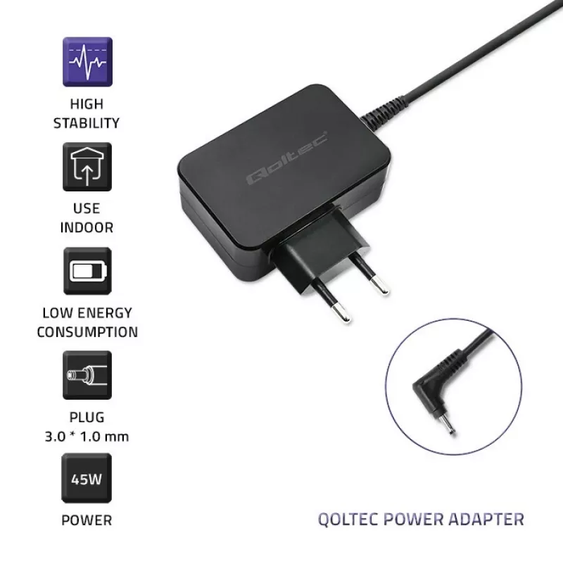 Netzteil Qoltec 51032 45W für den Innenbereich Schwarz für Laptops