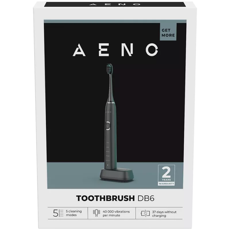 AENO Sonic Electric Toothbrush DB6: Schwarz, 5 Modi, kabelloses Laden, 46000 U/min, 40 Tage ohne Aufladen, IPX7