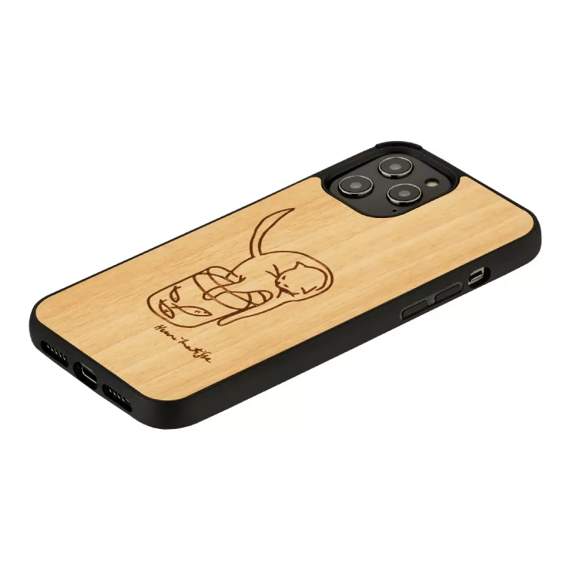 Schutzhülle man and wood für iPhone 12 Pro Max — Katze mit rotem Fisch