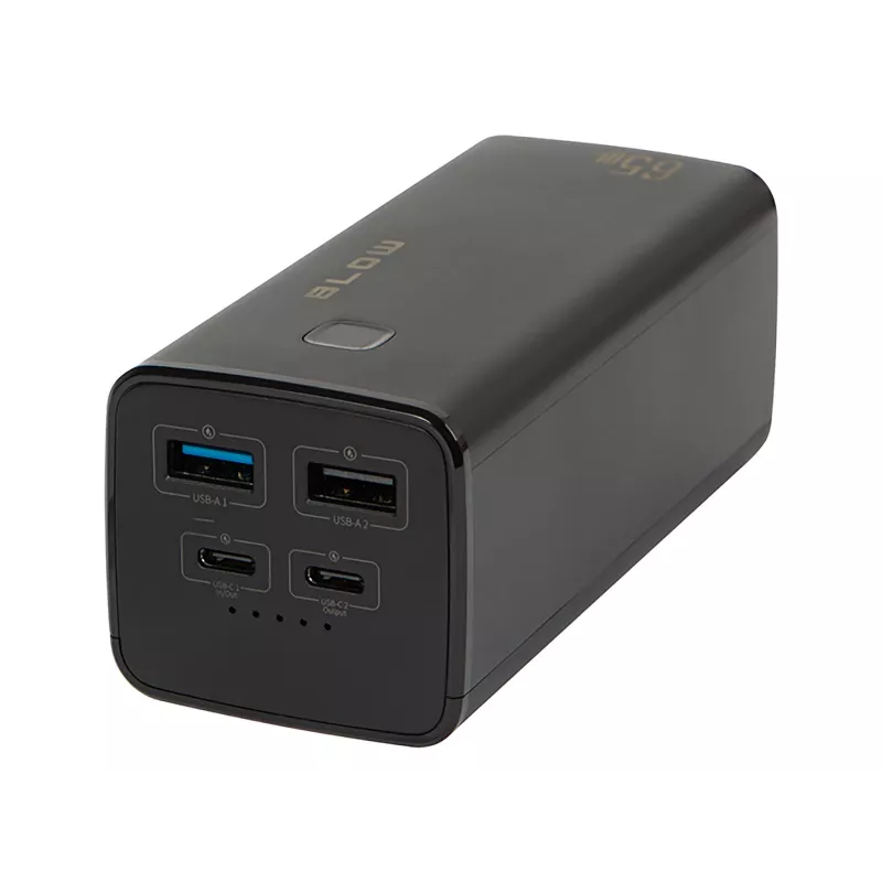 Tragbare Powerbank BLOW PB20G 20000mAh PD 65W, USB-C Ein-/Ausgang, 2x USB-A Ausgänge, schwarz