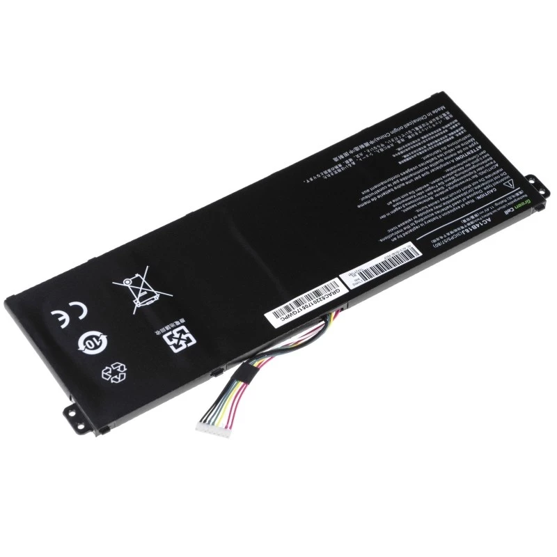 Battery Grün Cell AC52 für Acer Aspire E11 ES1-111M ES1-131 E15 ES1-512 Chromebook CB3-111 CB5-311, 11.4V 2200mAh Li-Ion, 3 Zellen, schwarz