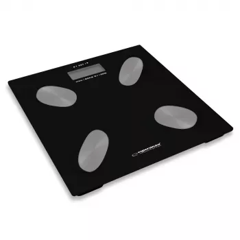 Elektronische Personenwaage ESPERANZA EBS022K — digitale Fettwaage, gehärtetes Glas, 180 kg, BMI, 12-Benutzer-Speicher