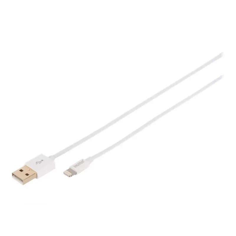 DIGITUS - Lightning-Kabel - Lightning (M) zu USB (M) - 1,0 m - Doppelisolierung - Weiß - Vergossen - für Apple iPad/iPhone/iPod (Lightning) (DB-600106-010-W)