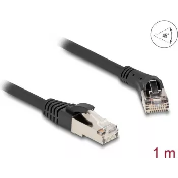 Netzwerkkabel DeLOCK RJ45 Cat.8.1 S/FTP 45° abgewinkelt 1m schwarz