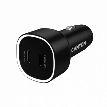 Auto-Ladegerät CANYON OnDrive 60 PD 60W 2xUSB-C — 60W Leistung, 2 USB-C-Anschlüsse, schwarz