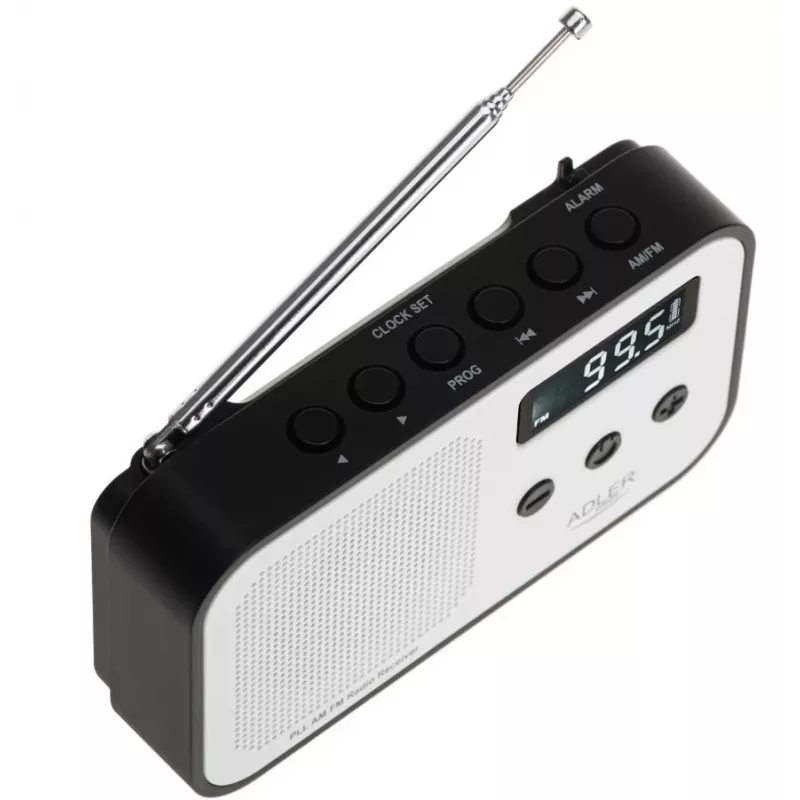Tragbares Digitalradio Adler AD 1907 — UKW/MW, digitaler Tuner, Wecker, USB-C, 600 mAh Akku, LCD, 20 Senderspeicher, Teleskopantenne