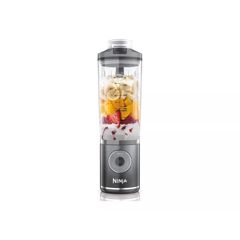 Tragbarer Mixer Ninja BC251EUGY, 0,57 L Behälter, 11,1 V Akku, Edelstahlklingen, transparent/grau