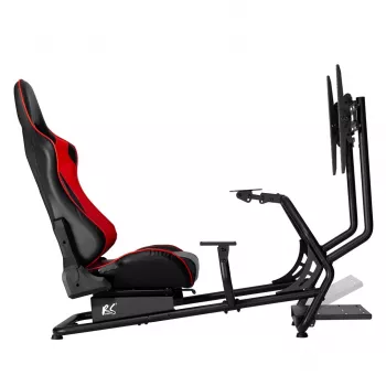 NanoRS RS160 Gaming-Stuhl, Rennsimulator-Ständer 3-in-1, für PC, Konsolen, Spieler, Kunstlederbezug, Lenkradständer, TV-Halterung bis 50 inch, max. VESA 400x400