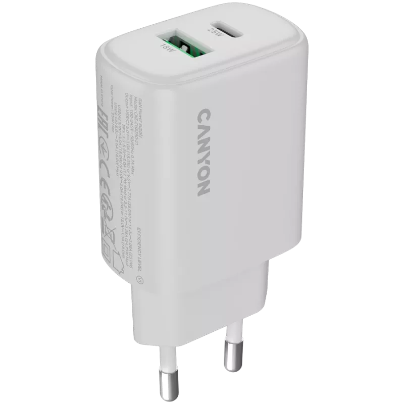 CANYON Ladegerät OnCharge 250 25W 1xPD 1xQC EU Weiß
