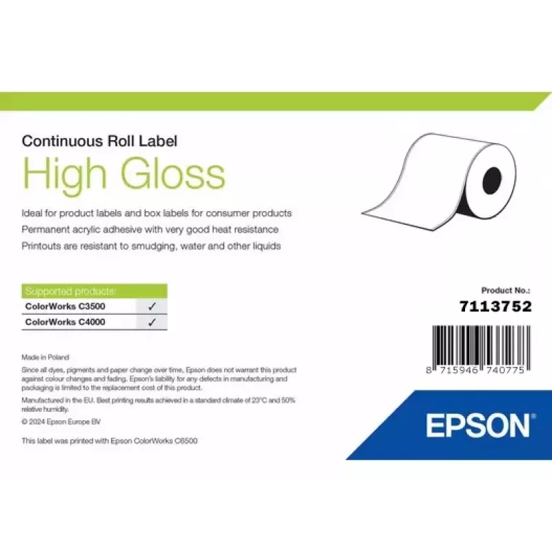 Epson Hochglanz-Endlosetikettenrolle 51 mm × 33 m (Modell 7113752)