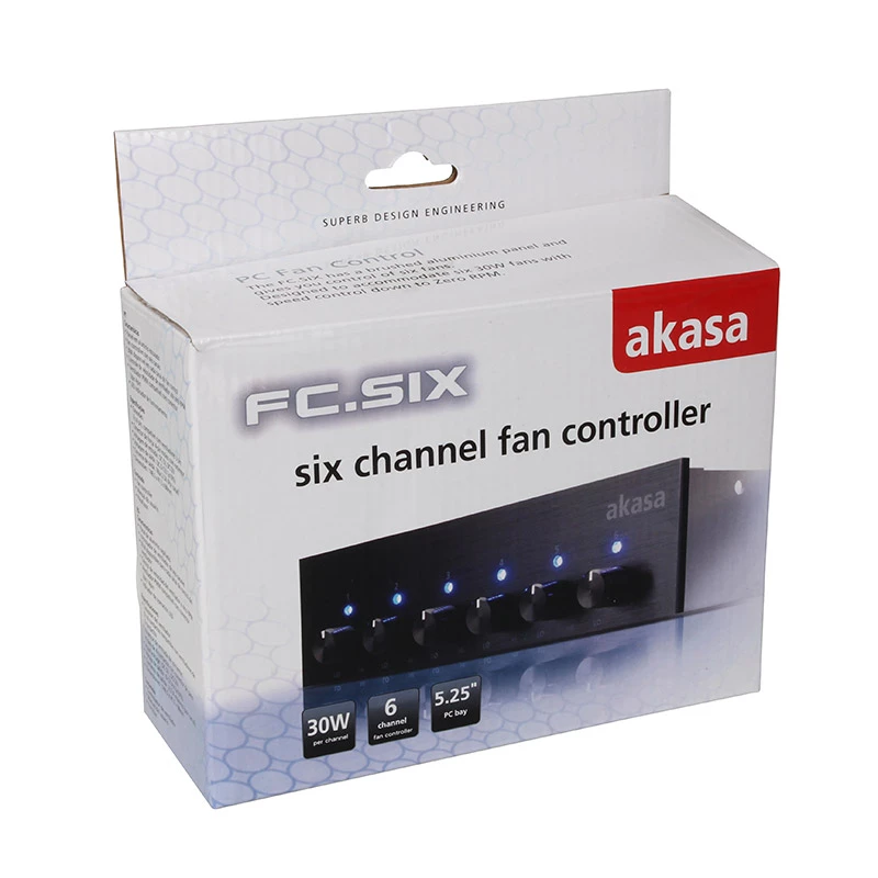 Lüftersteuerung Akasa AK-FC-08BKV2 Schwarz 6 Kanäle