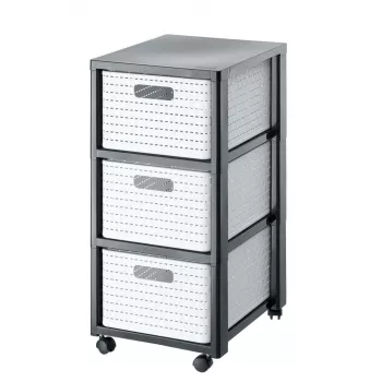 Schubladeneinheit Rotho Country Grau Weiß, 3 Schubladen, Technopolymer, 325×712×375 mm, anthrazit/weiß, mit Transportrollen
