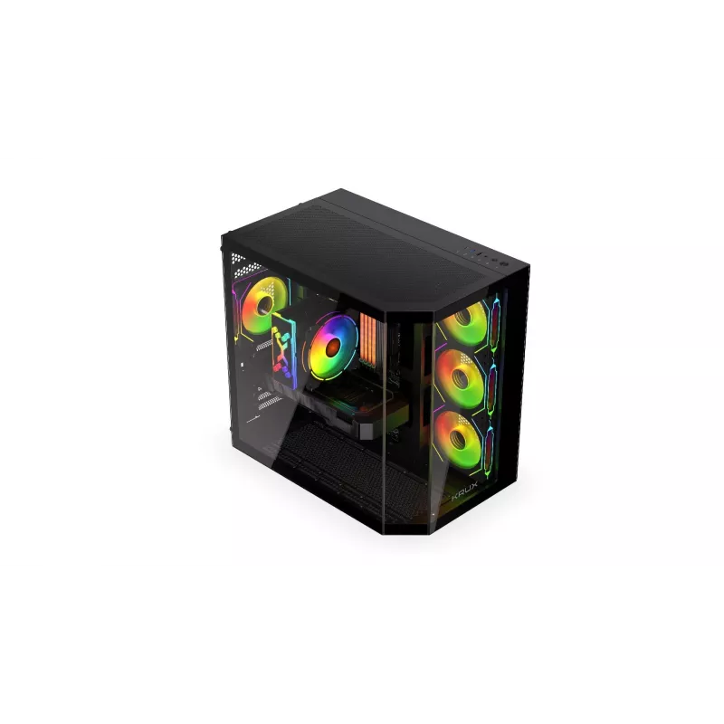 PC-Tower-Gehäuse KRUX Empero KRXD010, ATX, schwarz – unterstützt GPUs bis zu 420 mm, CPU-Kühler bis zu 155 mm, 2x 3,5 Zoll + 3x 2,5 Zoll Einschübe