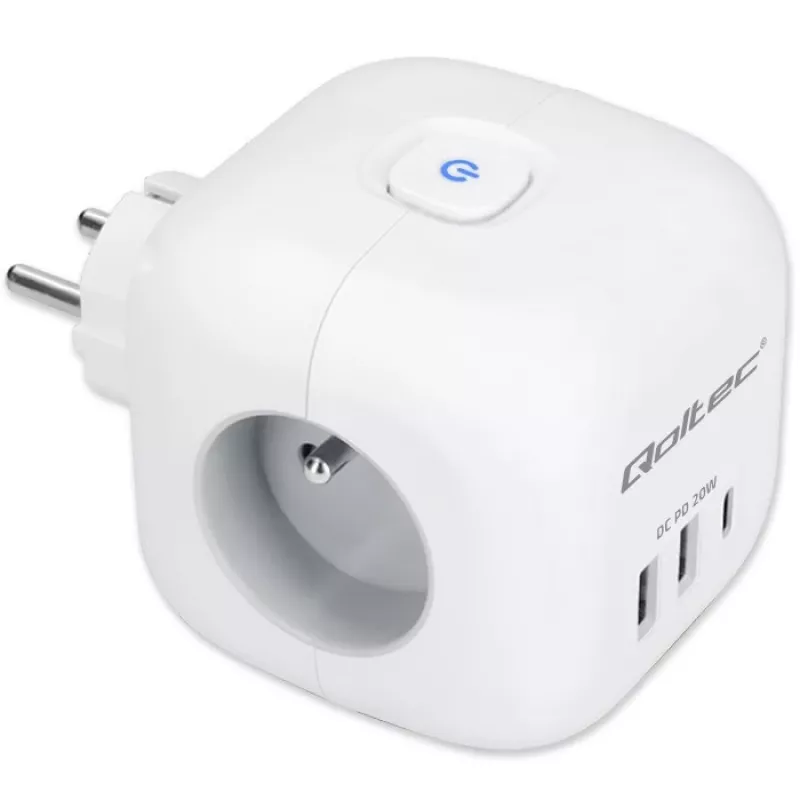 Steckdosenleiste QOLTEC 52548 mit 3× AC-Steckdosen und USB-Anschluss