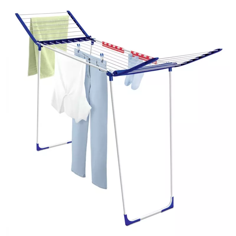 Wäscheständer Leifheit Pegasus 180 Maxx Winged — bodenstehender Wäscheständer, 18 m Trockenlänge, höhenverstellbar 1080–1280 mm, 550×1100×1280 mm, blau/weiß