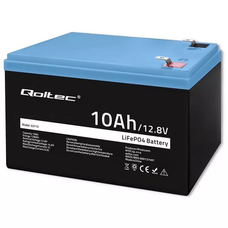 Akkupack LiFePO4 QOLTEC 10Ah 12,8V 128Wh mit integriertem BMS