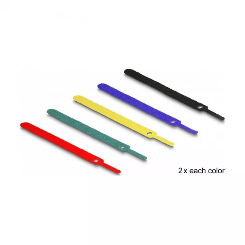 Klettkabelbinder DeLOCK 19076 150x12mm Sortierte Farben 10er-Set