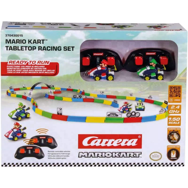 CARRERA RC Tischrennen Mario Set 370430015 – 2,4 GHz Tischplatten-RC Mario & Luigi