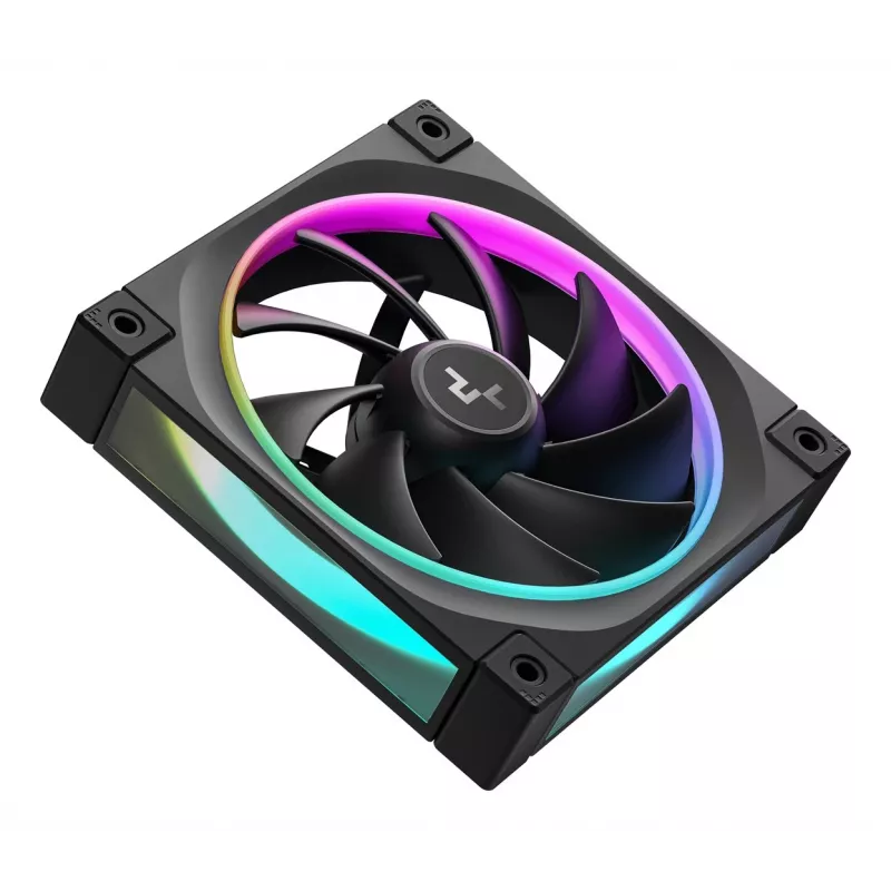 Gehäuselüfter DeepCool FL12 120 mm, PWM, 500–2150 U/min, 55 CFM, 2,82 mmH2O, FDB, Multi-LED, schwarz